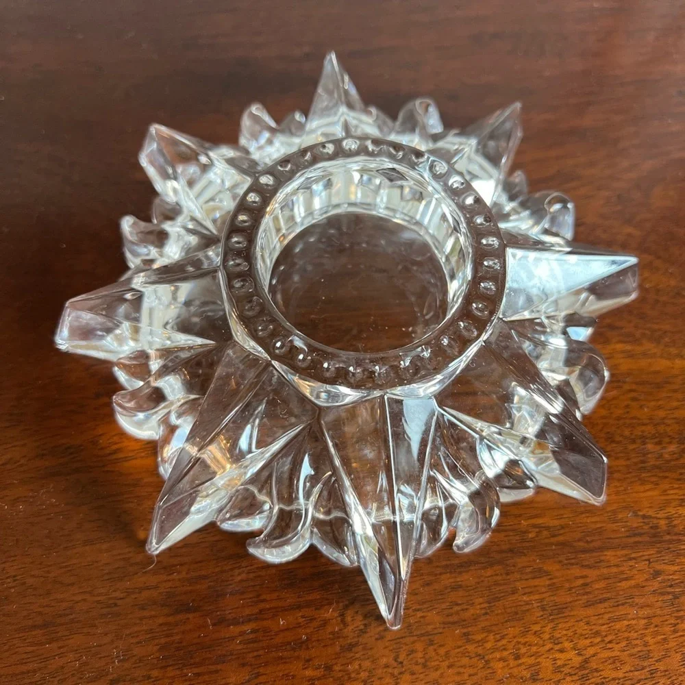 Vintage Starburst Glass Candle Holder Celestial Boho Crystal Votive Star-Shaped